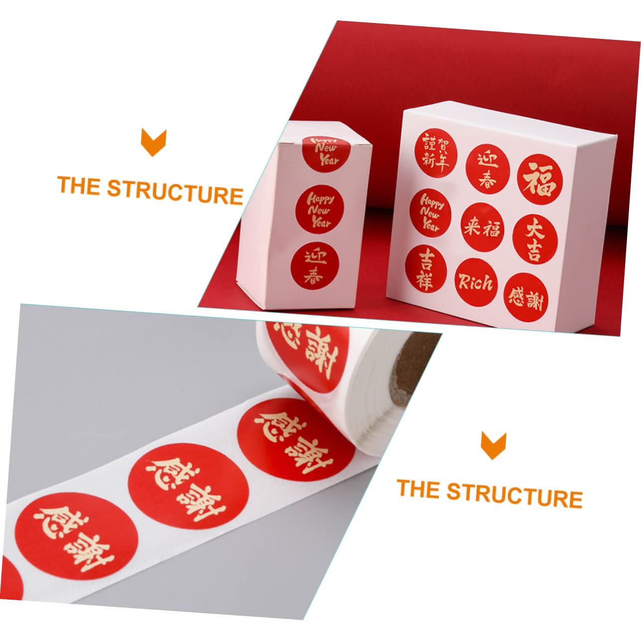 SHINEOFI 15rotoli Adesivi Rotondi Per Capodanno Etichette Decorativi Per Festival Del Del Coniglio Stickers Colorati e Divertenti Per Regali Buste e Scatole