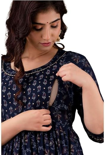 Murli Kurti Maternity Feeding Kurtis for Women Pure Cotton | Women’s Maternity Kurta | Soft Breathable Nursing Pregnancy D...