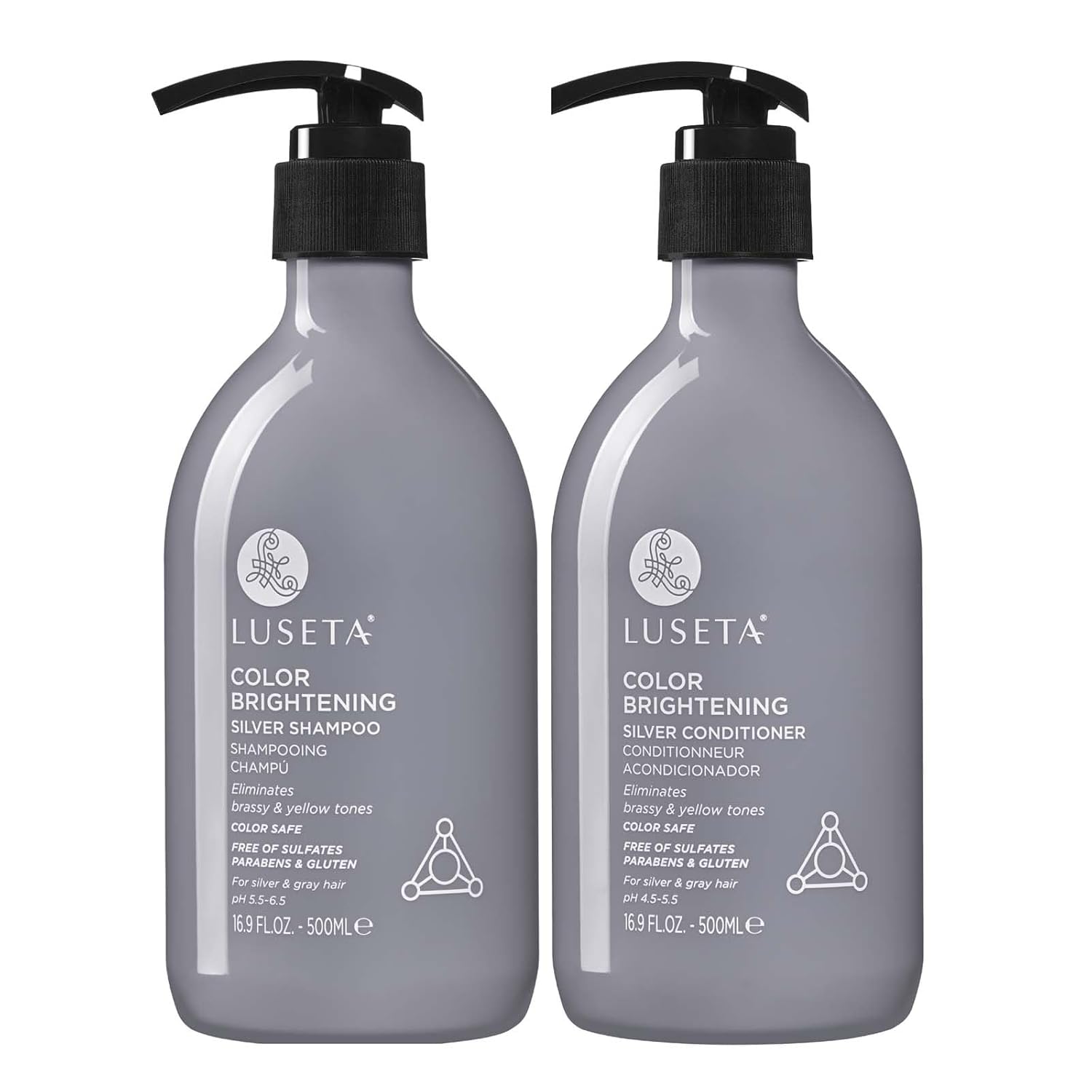 Luseta Color Brightening Silver Shampoo and Conditioner for Silver & Gray Hair