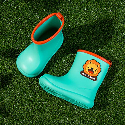 EnJoCho Toddler Rain Boots for Kids,Unisex Kids Shoes for Boys Girls Cartoon Rubber Waterproof Rain Shoes Rain Boots (Mint Green-01, 6-7 Years)3