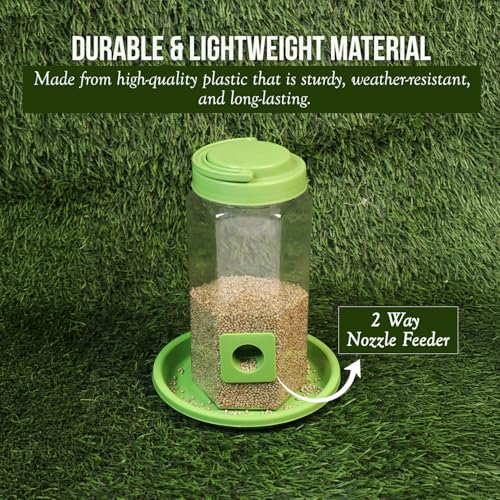 Image of TrustBasket 2-Way Bird Feeder | Transparent Plastic Hanging & Standing Feeder | 21x15x9 cm | Auto Seed Dispensing Tray | Garden Balcony & Outdoor Wildlife Accessory