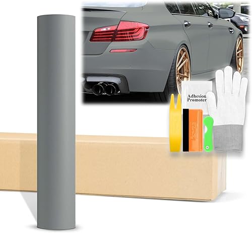 60 x 180 pulgadas (5 x 15 pies) - Adhesivo plano de alta calidad, ultra mate, gris Nardo de alto brillo, calcomanía de bricolaje para automóvil,