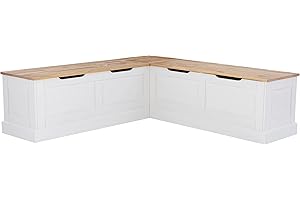 Linon Natural and White 2 Tone Corner Breakfast Table