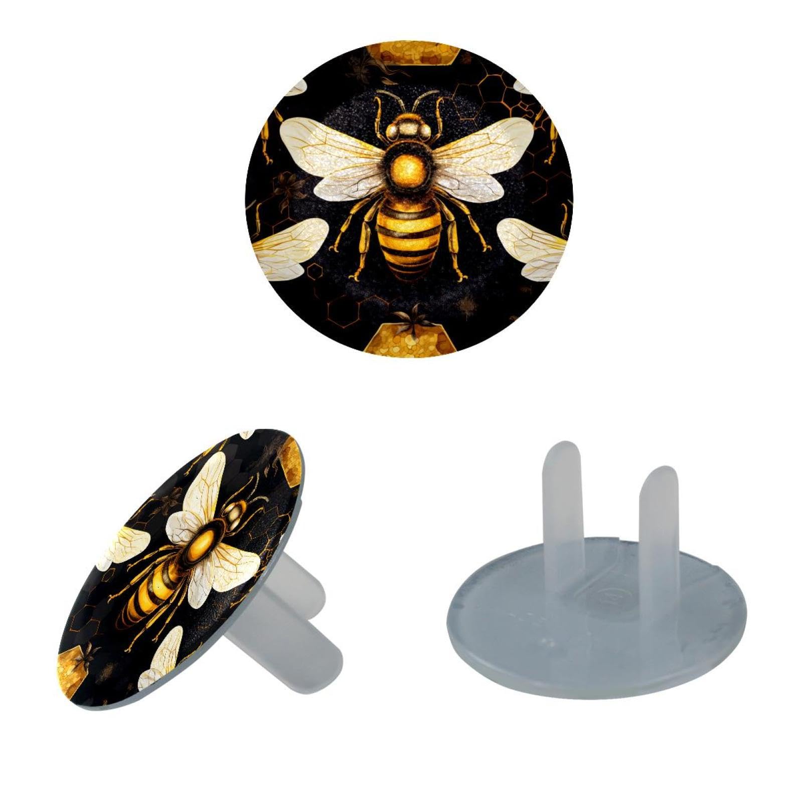 12 Piece Childproof Outlet Covers, Bee Baby and Child Safety Socket Protection Caps