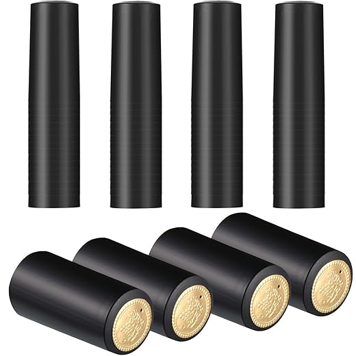 Blulu 120 Pcs Wine Sealer for Bottles PVC Heat Shrink Capsules Bottle Caps for Wine Making Cellars and Home Use (Black)