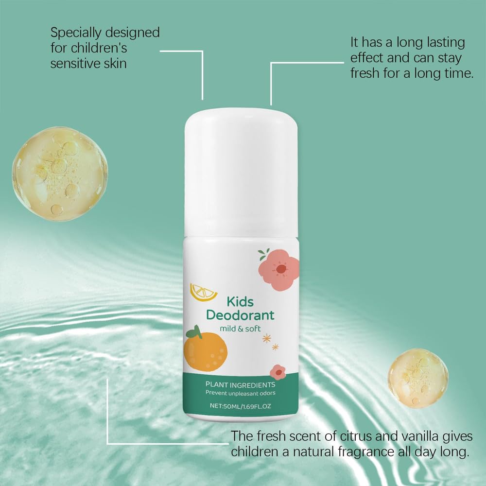 Desodorante Infantil Para Niñas Y Adolescentes, Desodorante Antitranspirante Con Una Fragancia Agradable Y Natural, Hipoalergénico, Con Ingredientes Naturales, Aroma A Vainilla Y Cítricos (1pcs)