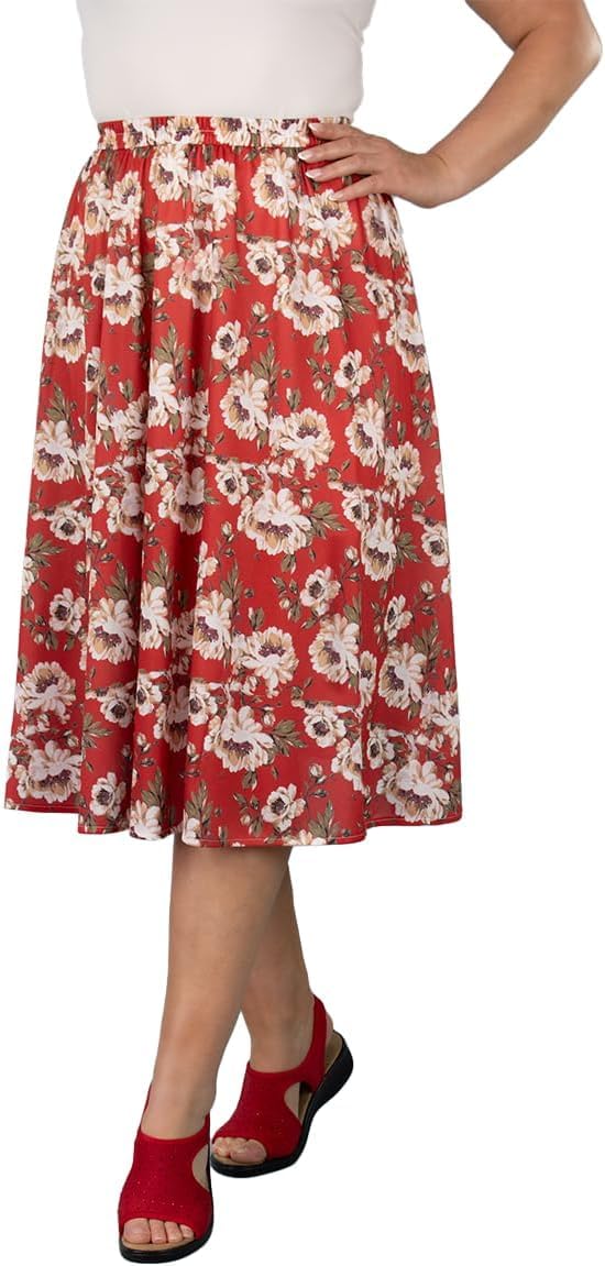 Fashion Friendly Red Floral Skirt