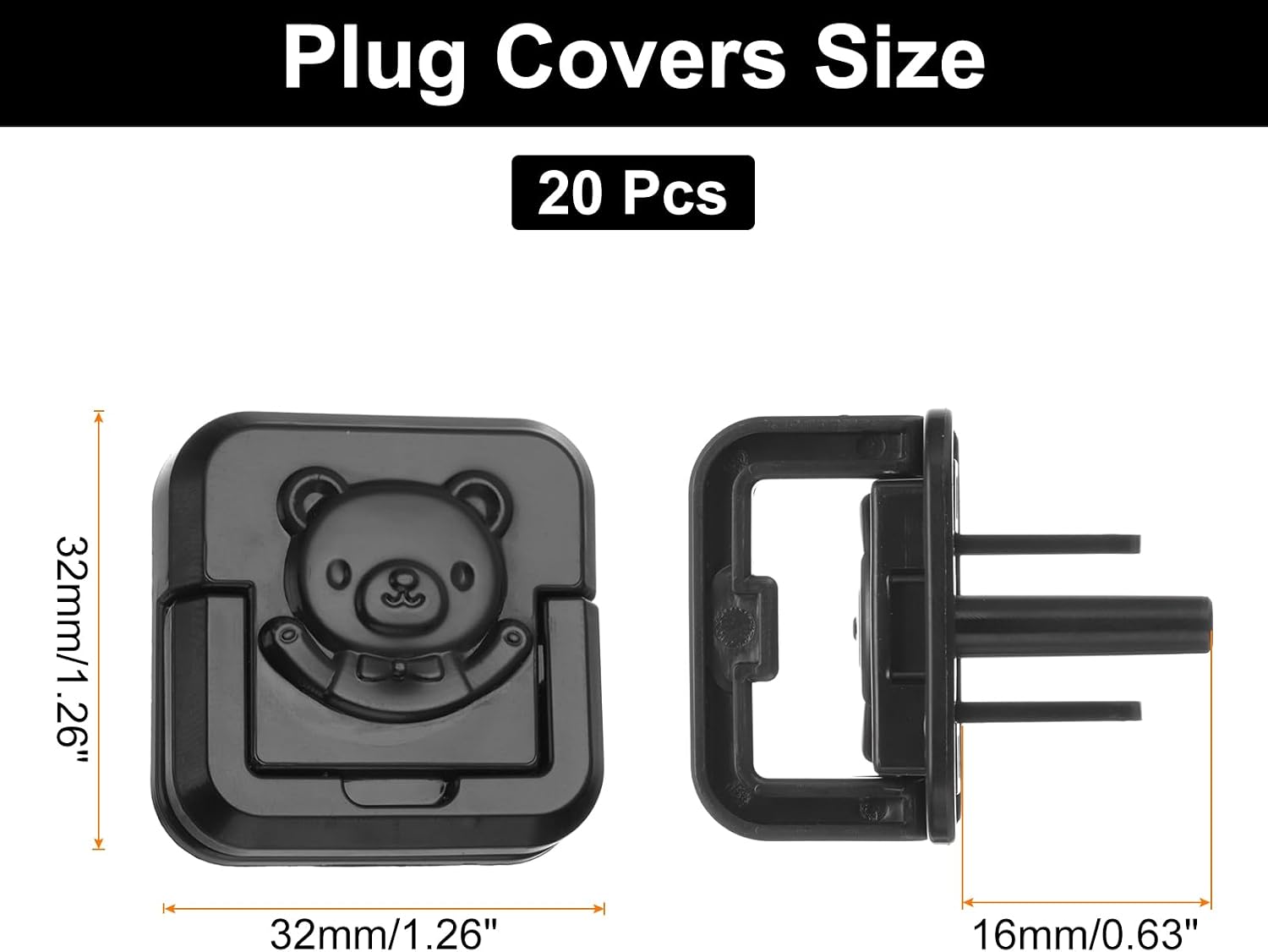 MECCANIXITY 20 Pack Outlet Covers Proofing, Plug Covers Easy Installation Electric Plug Protectors Safety Socket Cover Plugs Protector Black