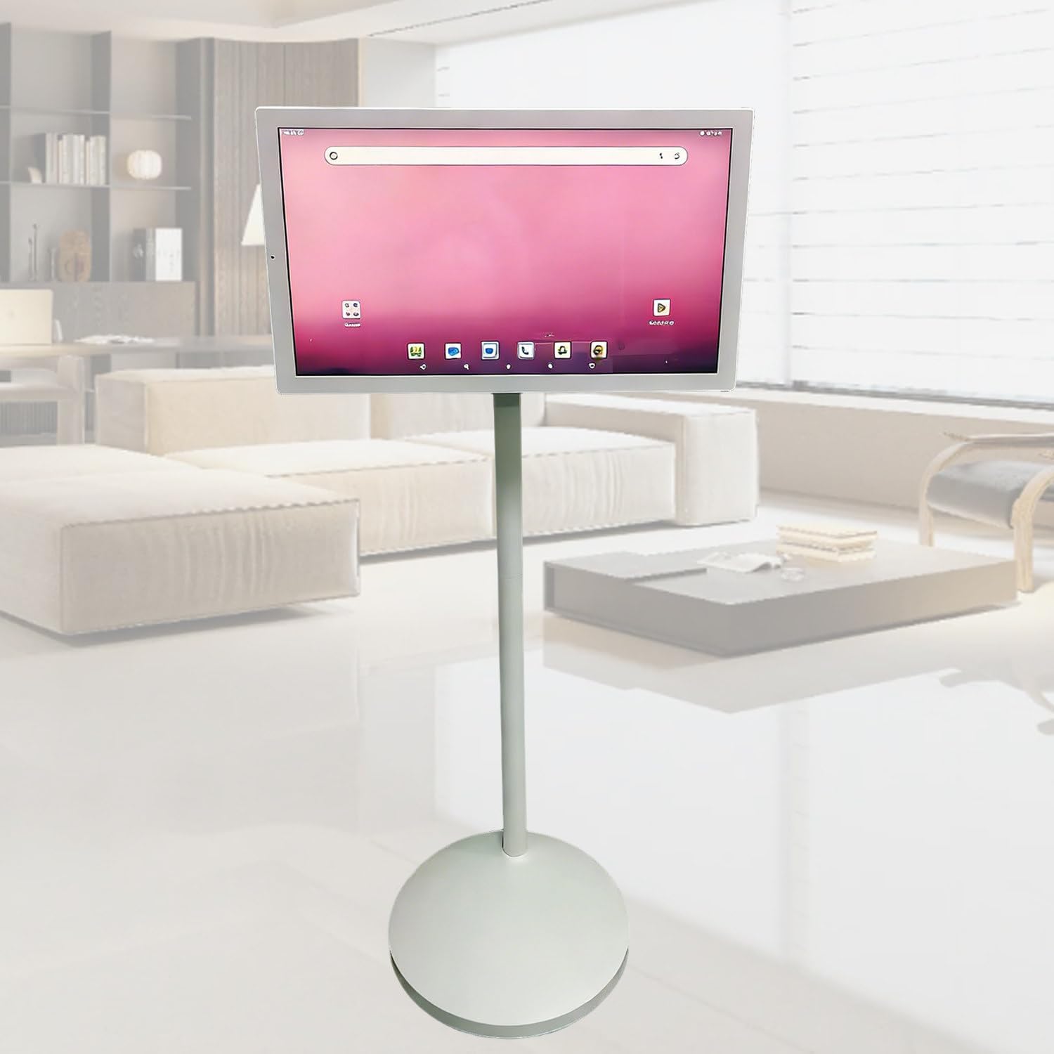 Smart Portable TV On Wheels, Cordless Rolling TV, Portable Video Media Player, Mobile Tablet Touch Screen Built-in 10000mAh Battery Operated Camera, Touchscreen TV 27inch4+64G