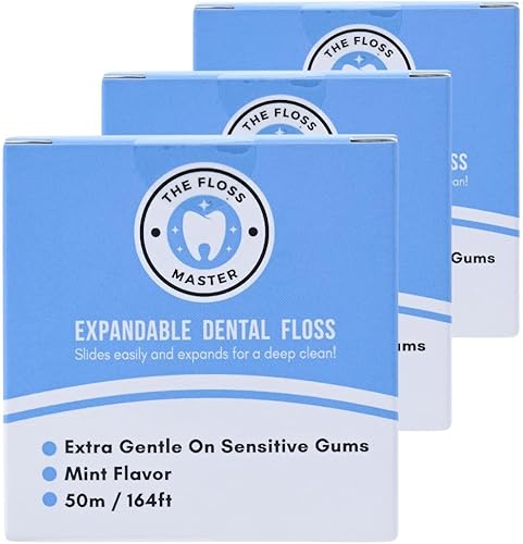 Paquete de 3 unidades de hilo dental expandible I Dispensador sin plástico I 164 pies por paquete I Gentle Glide para una limpieza eficaz I Sabor