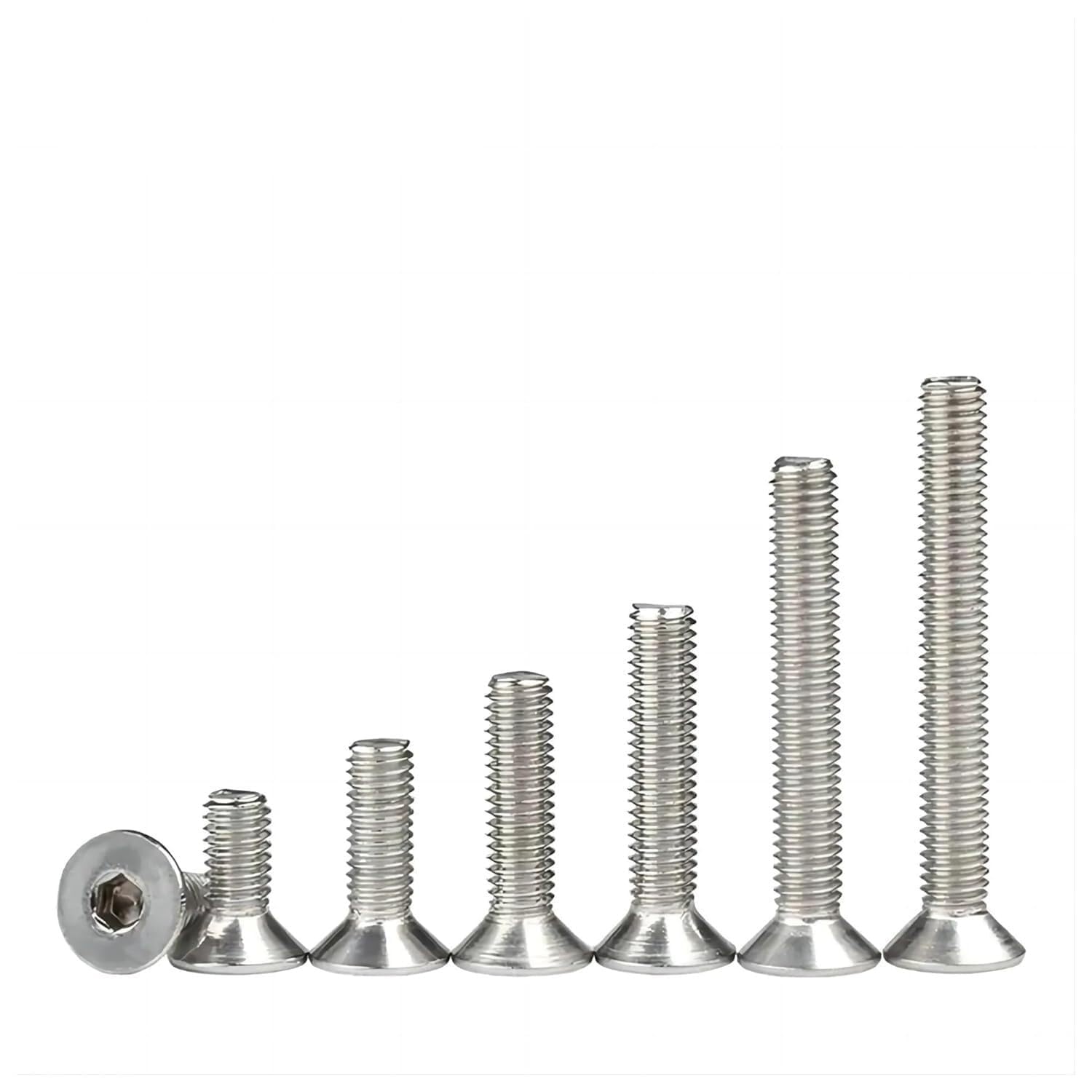Bulloni per Connettori per Mobili, 200 Pezzi M1.6 (1.6mm)*3~16mm, Viti A Testa Svasata con Esagono Incassato, Viti A Testa Svasata con Esagono Incassato in Acciaio Inossidabile, One Color, M1.6 * 16