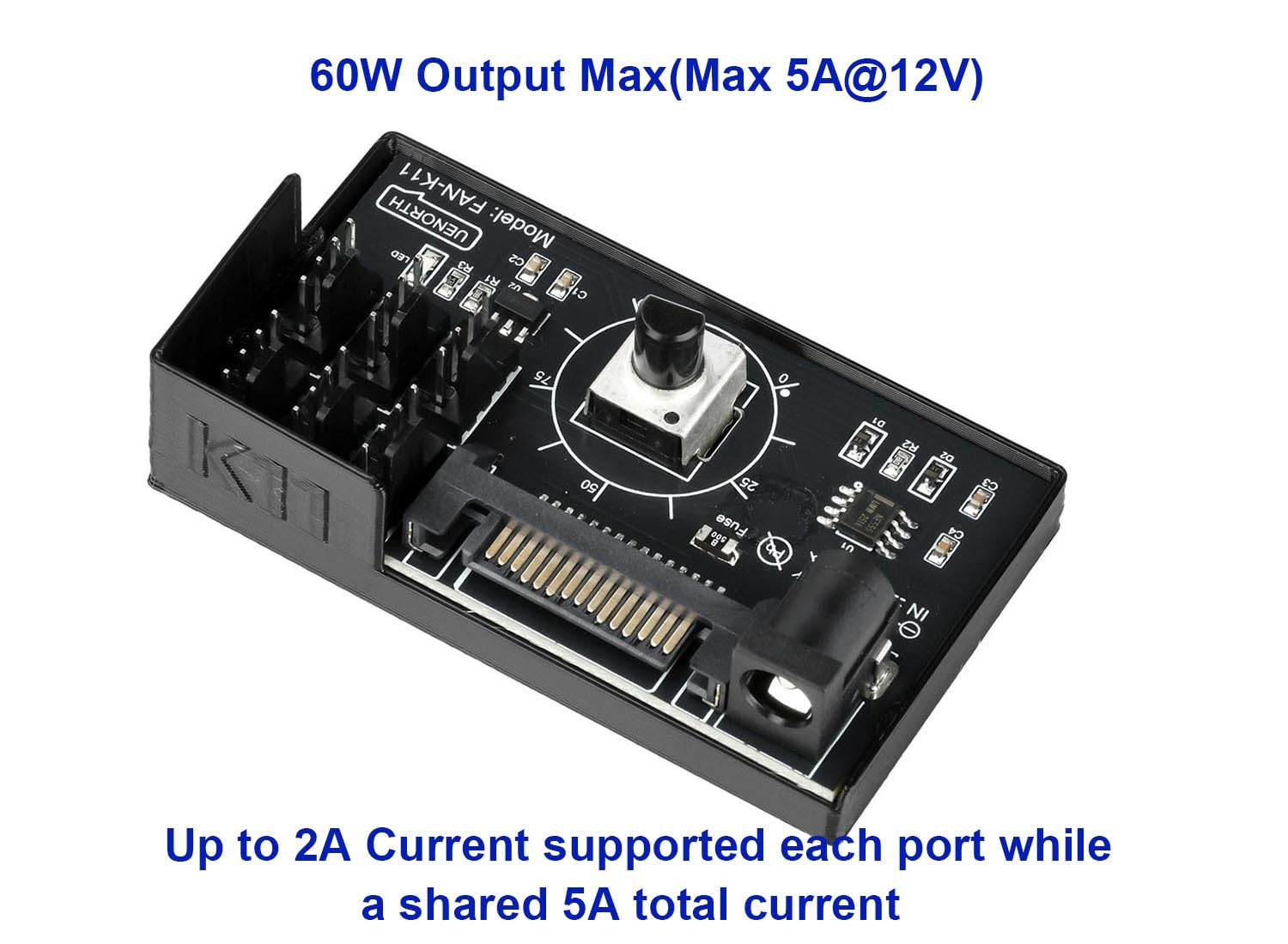 SSSUWP 12V 4ピン PCケースファンスピードコントローラー 6ファンサポート、4ピンPWMファン冷却ファンスピードアダプタ