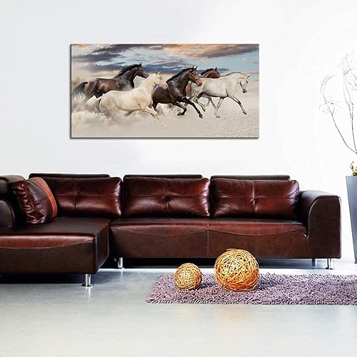 Miniatura 2 de Artsbay Arte de pared de caballo para correr, vida silvestre, pintura en lienzo con estampado de animales, gran decoración del hogar, sala de estar,