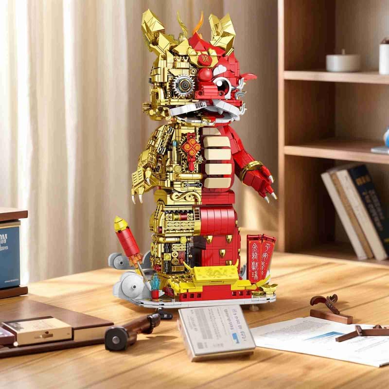 Mechanical Dragon Robot Building Set 1962 PCS, Red Block Kit with Display Case & Tools, STEM Toy Gift for Kids Ages 8-12, Holiday Birthday Gift Idea
