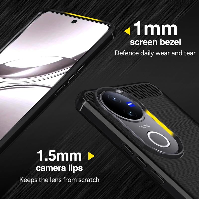 Image of Hybrid Carbon Fiber Back Case for Vivo T4R 5G / iQoo Z10R 5G (Black)