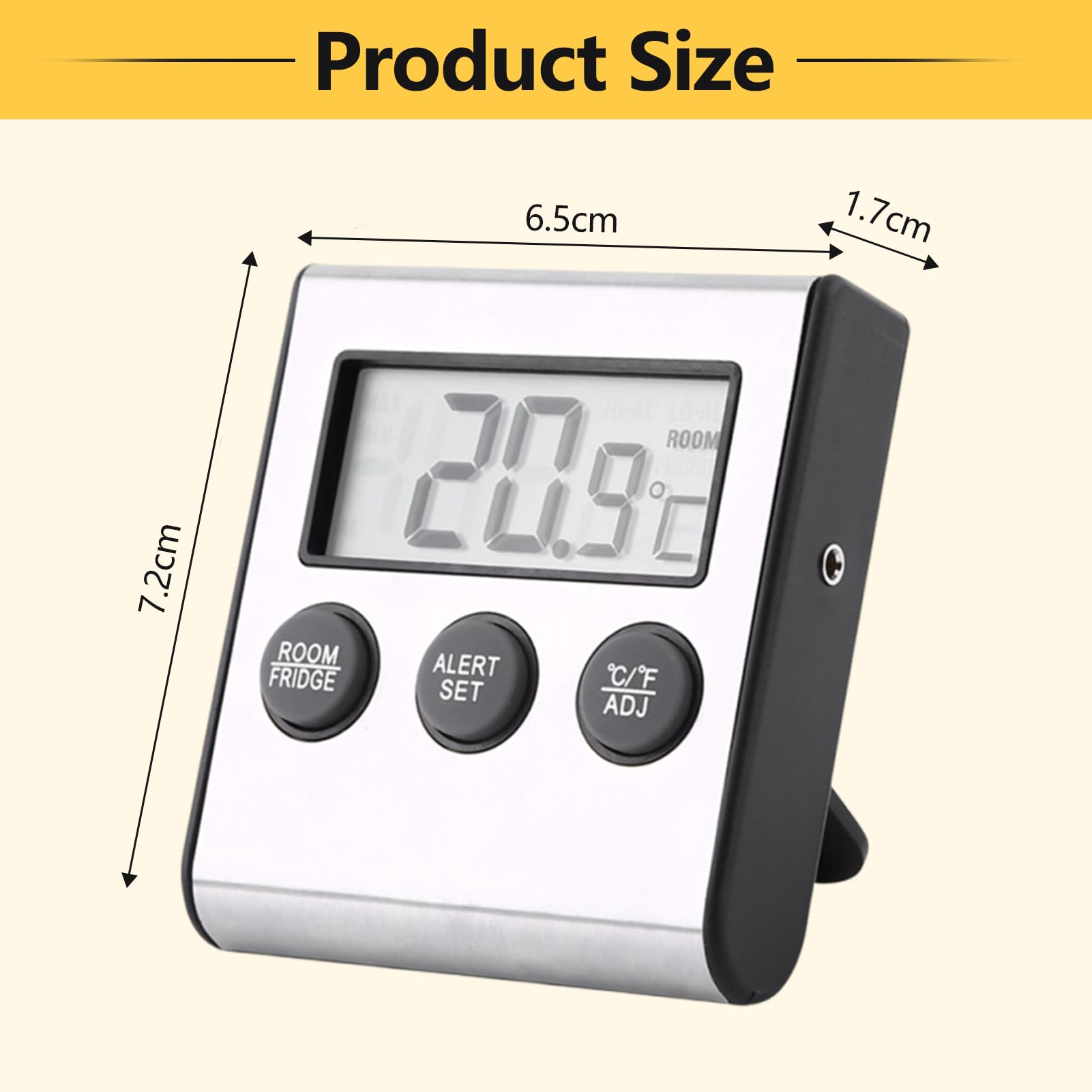 Freezer Thermometer with Alarm, Digital LCD Refrigerator Thermometer Alarm with Magnet and Stand Digital Fridge Thermometer for Fridge Temperature Memory Design