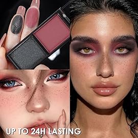 CAKAILA Wine Red Black Two Color Matte Shimmer Eyeshadow,Bright Eye Shadow Powder,Professional Long-Lasting Waterproof Makeup Palette,Easy-To-Apply and Compact for Travel