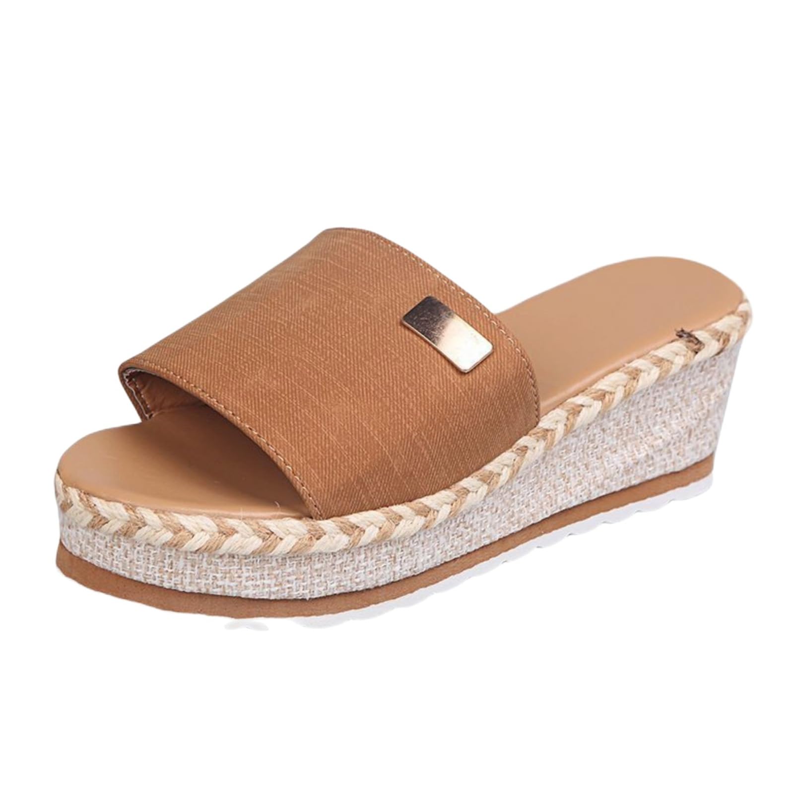 Baimiu Platform Sandals Women Espadrille Wedge Casual Slippers Open Toe Dressy Heels Sandals Summer Slingback Wide Beach Shoes