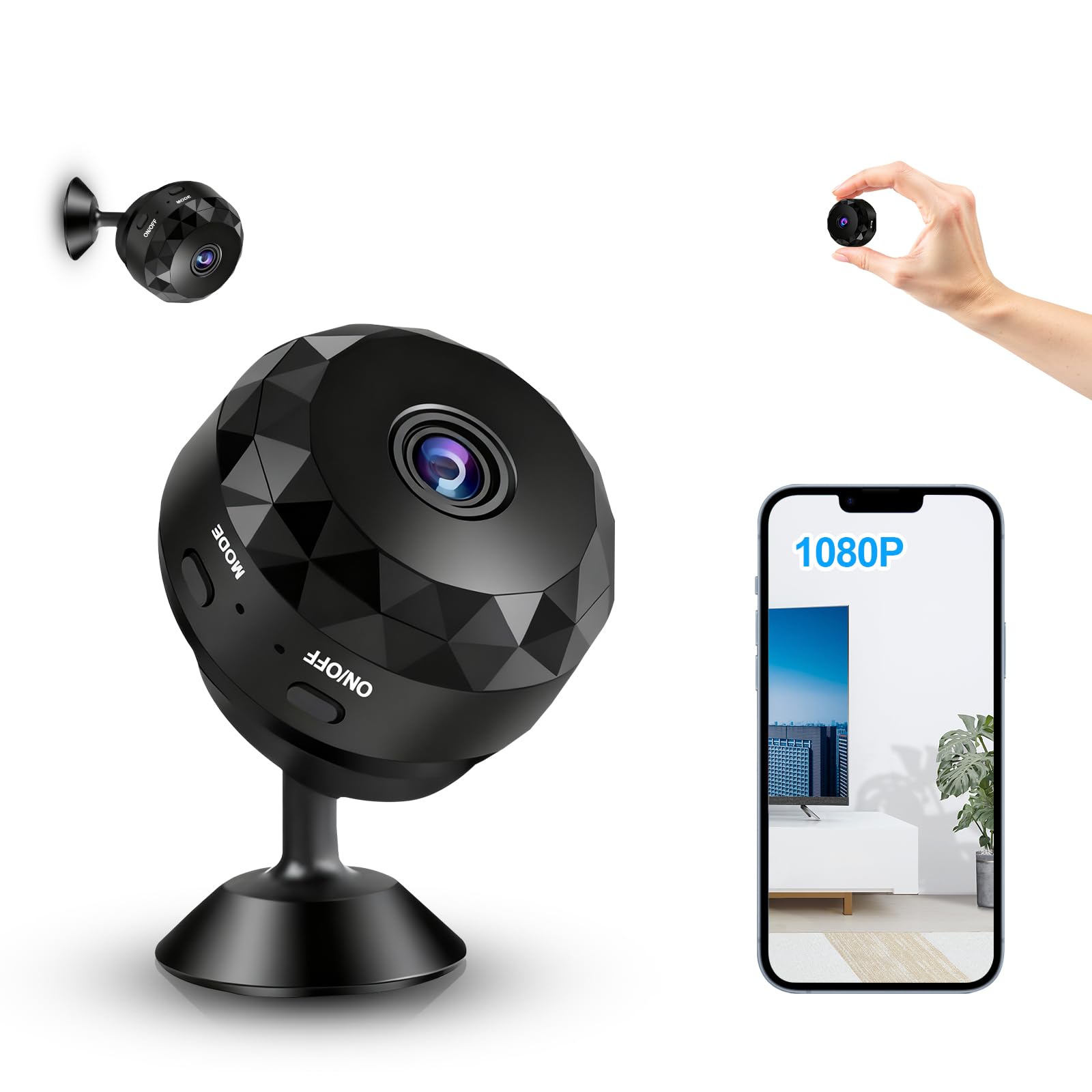 Camara Vigilancia WiFi Interior, 1080pHD Mini Camaras de Vigilancia Interiores, para Ver En El Movil, con Audio y Vídeo