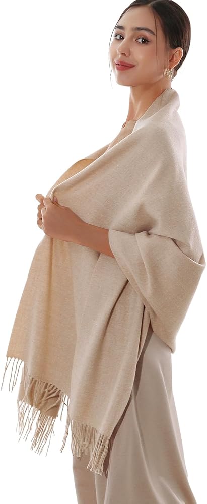 RIIQIICHY Winter Scarf for Women Beige Pashmina Shawls Wraps for