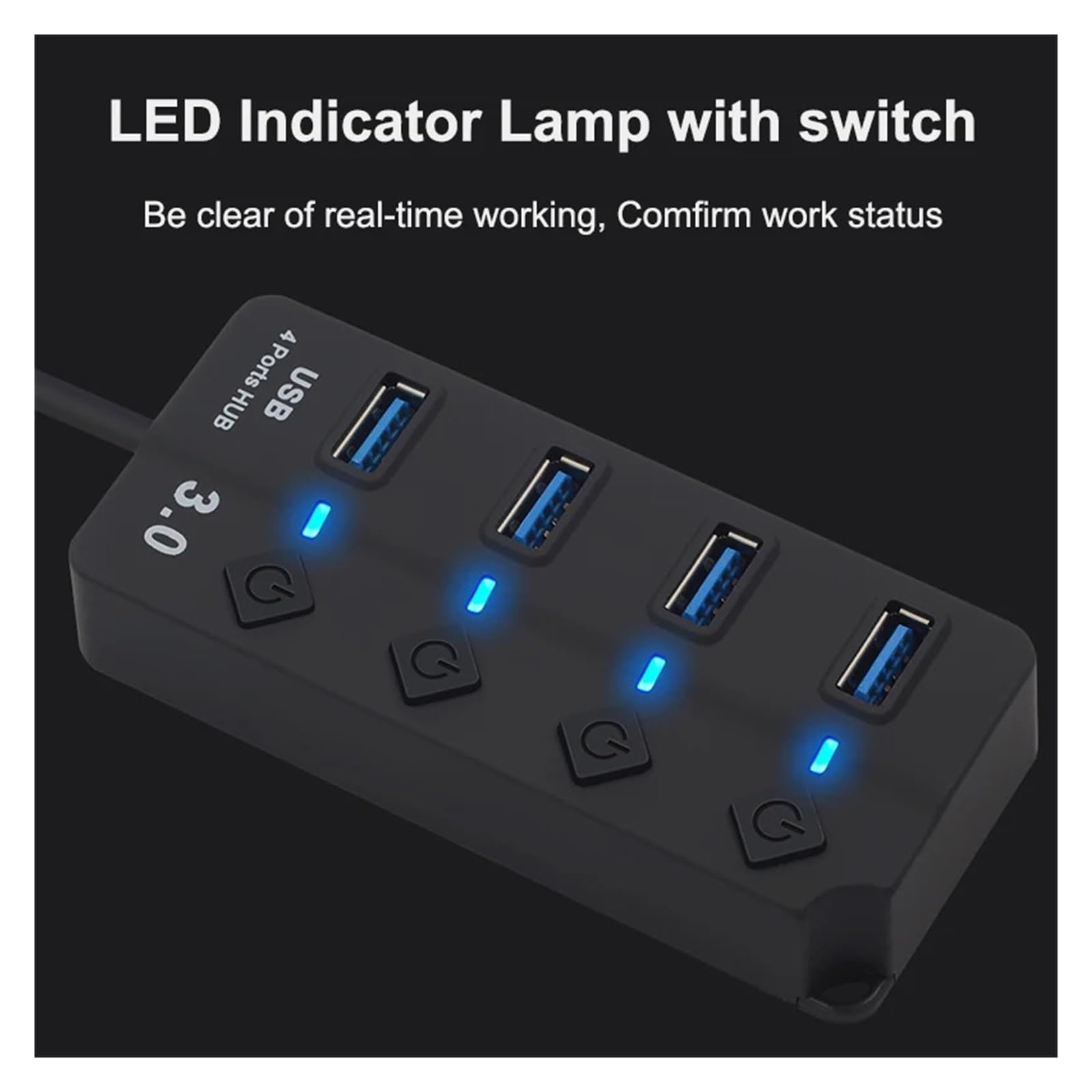 Hub USB 3.0 Szybka Prędkość 4/7 Port Z Przełącznikiem Zasilacza Wskaźnik LED Do Laptopa Akcesoria Komputerowe HUB3 MożLiwość Szybkiego łAdowania(4 port with plug)