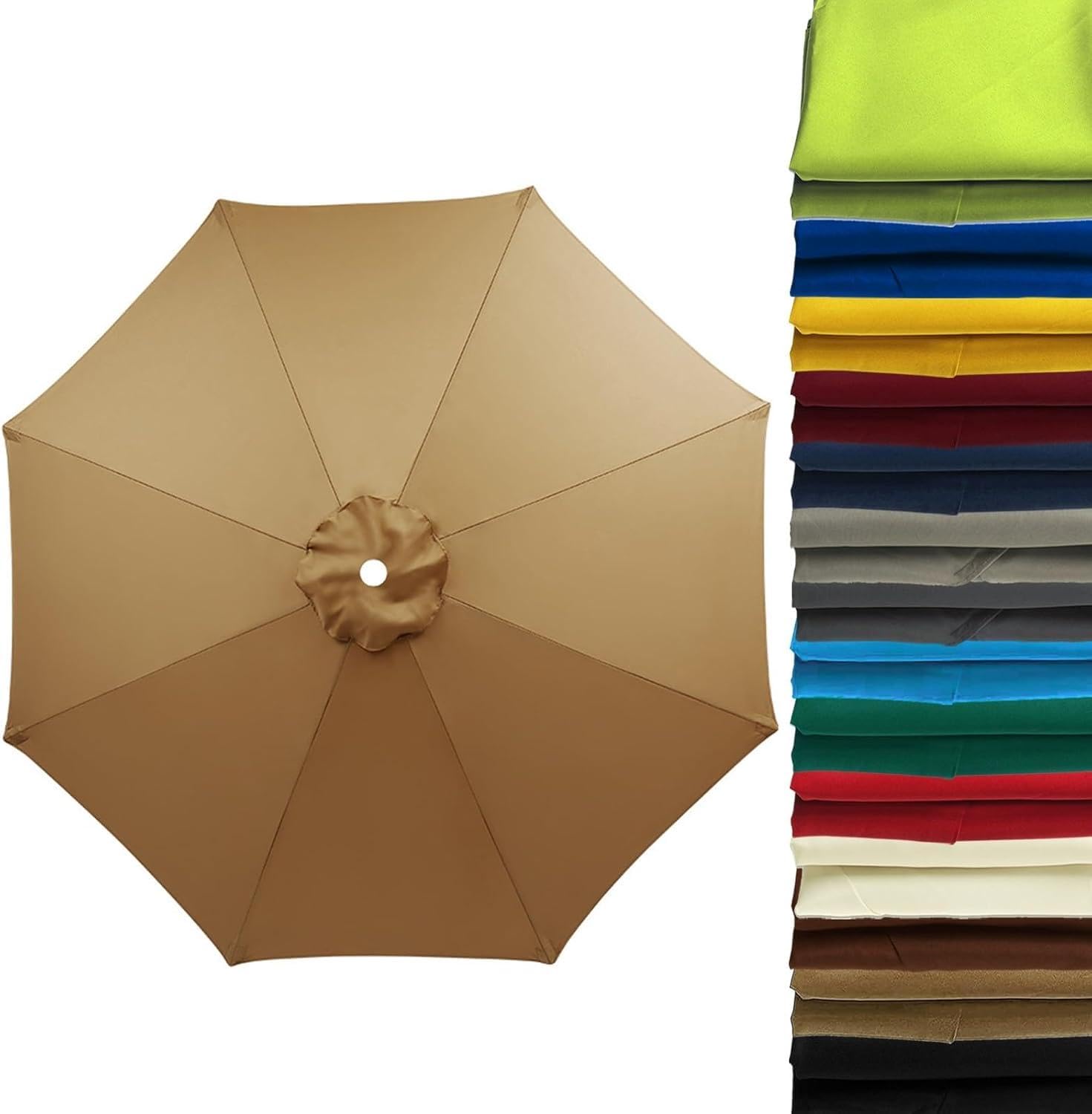 Wttagkl Replacement Parasol Cover 2m/2.5m/2.8m/3m/3.5m/4m for 6/8 Ribs | UV50+ Windproof & Waterproof | Light Grey Premium Fabric for Garden, Terrace, Beach, Pool,F-280 cm 6 streben â image 1