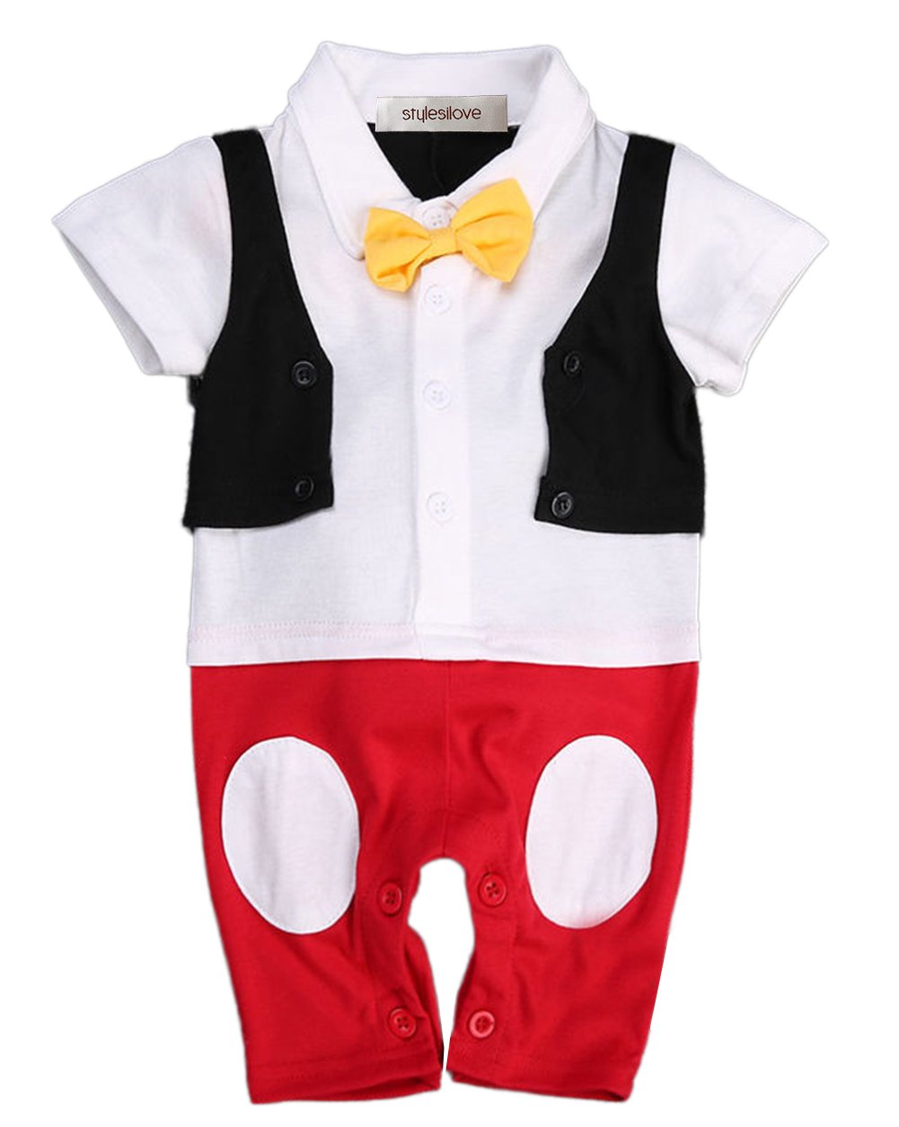 stylesiloveBaby Boy 3D Bowtie Mickey Inspired Photo Prop Romper Onesie (110/2-3 Years)