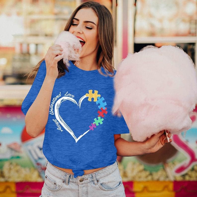 Be Kind Autism Shirt Women Autism Awareness Tee Accept Understand Love T-Shirt Casual Short Sleeve Graphic Tee Tops - Image 5