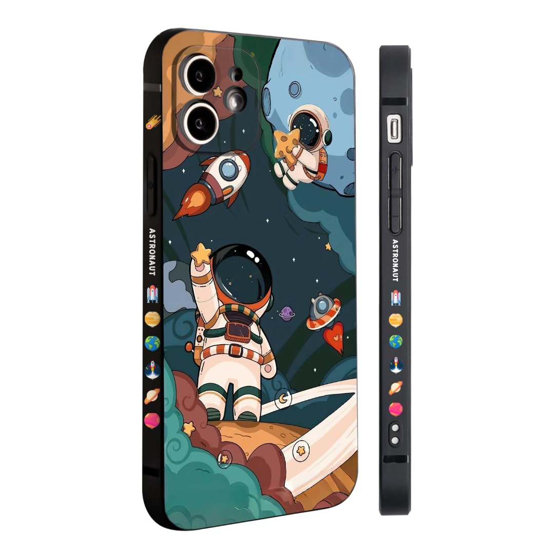 Cute Astronaut Phone Case for iPhone 11 Case for Boys Girls Space Pattern Design Street Aesthetic Shockproof Designer Cases Compatible with iPhone 11