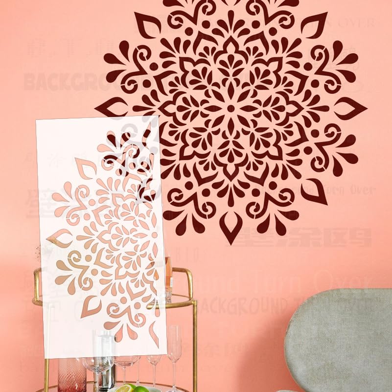 Pochoir muraux Mandala 90cm pour créer une ambiance bohème et zen dans votre salon