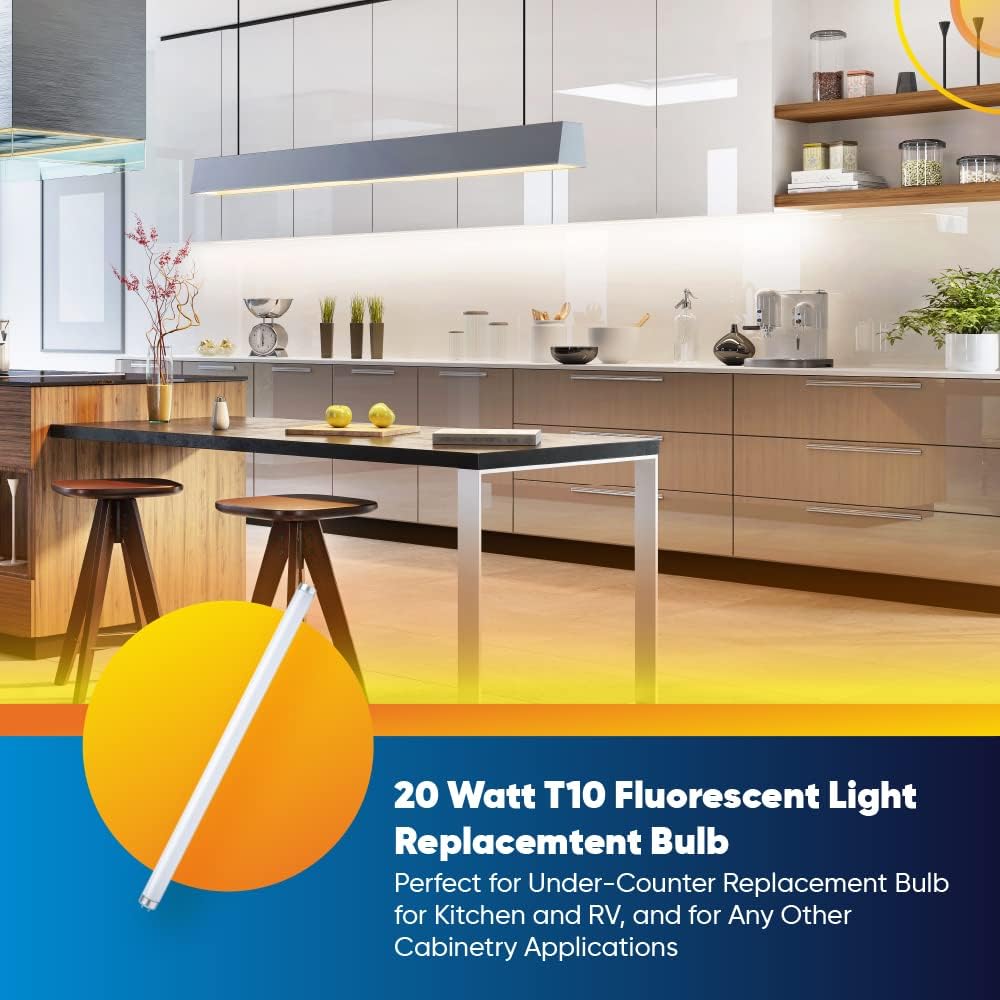 Technical Precision 20 Watt Fluorescent Bulb with G13 2 Pin Base - Replacement for National Fl20ss-w/18 580mm W/O Pins T10 24 Inch Fluorescent Light Bulb - 4100K Daylight Bulb - 1 Pack