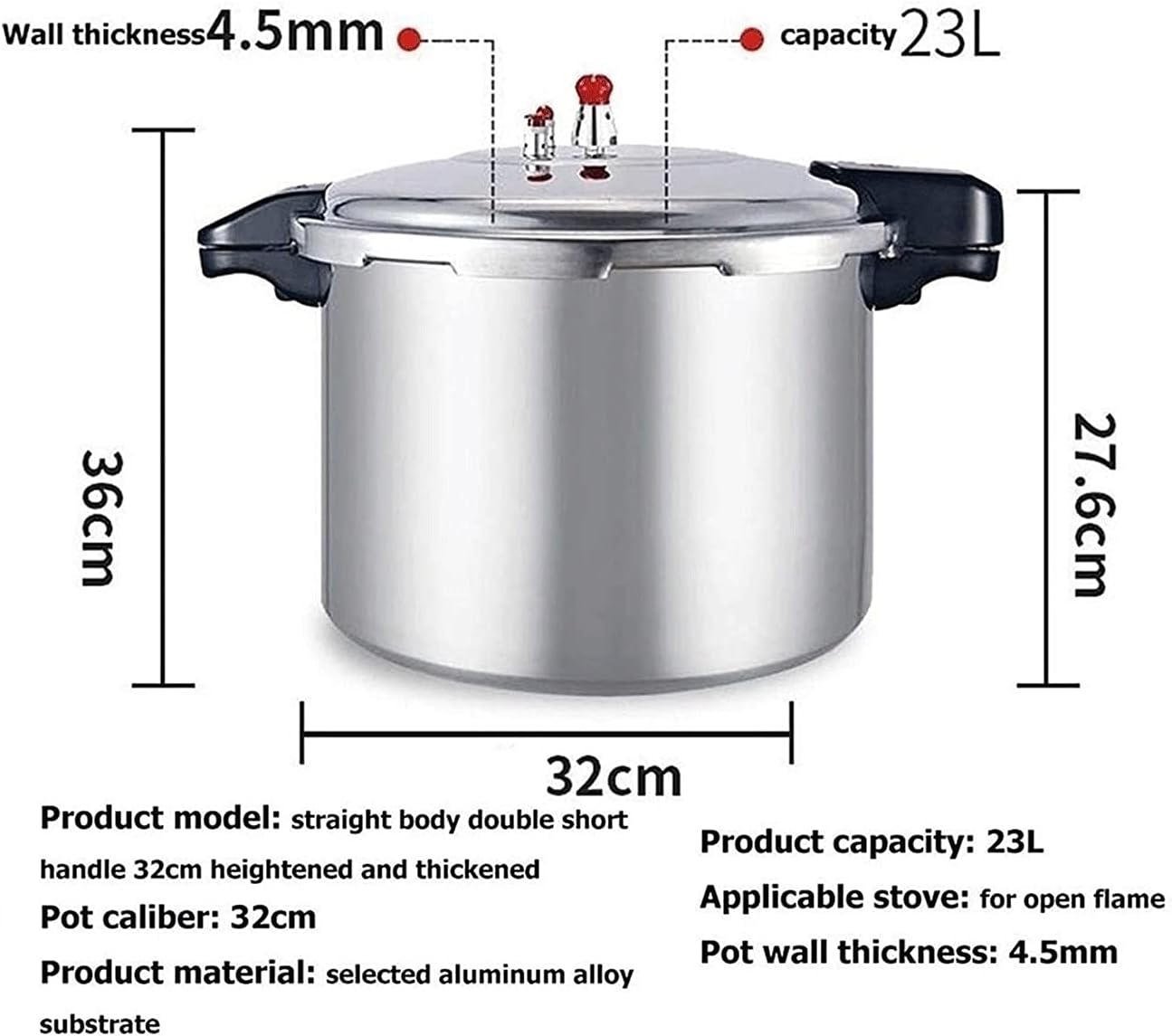 Large Capacity Pressure Cooker Thickened Explosion-proof Stress Pot，Multi-function Large Pot Induction Cooker, Gas Stove Suitable for Hotels，Restaurants (Size : 30L)