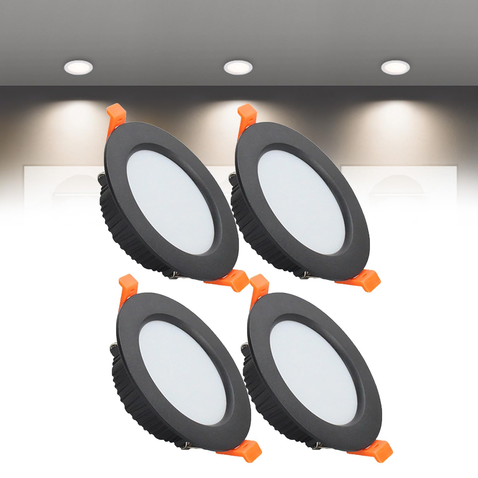 Syibelters 9W LED Recessed Ceiling Lights 118mm Natural White 4000K 9W 240LM, Cut Φ90-100mm, AC110-240V Ultra Slim Downlights, LED Panel Light for Living Room Hallway, 4 Pack
