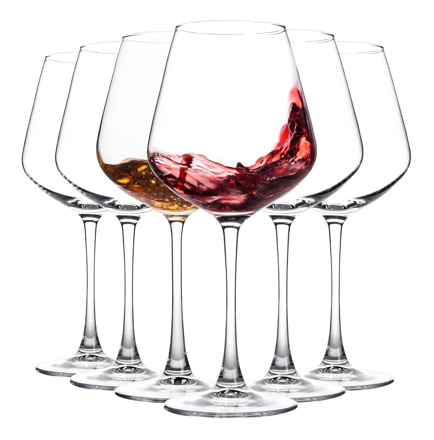 Ufrount Red Wine Glass 460ml, Lead-Free & Shatter-Resistant Clear Glass - Perfect for Parties, Weddings, Housewarming, Gifts & Anniversaries Home, Bar, Office Set of 2 (...BGW-2)