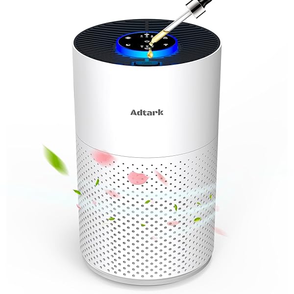 Air Purifiers for Home Bedroom, ADTARK Air Cleaner with H14 True HEPA 3-in-1 Filter, Sleep Mode & Aroma Function, 3 Light Modes, Room Air Purifier with 3 Timer for Office, Dorm, Hotel (White)