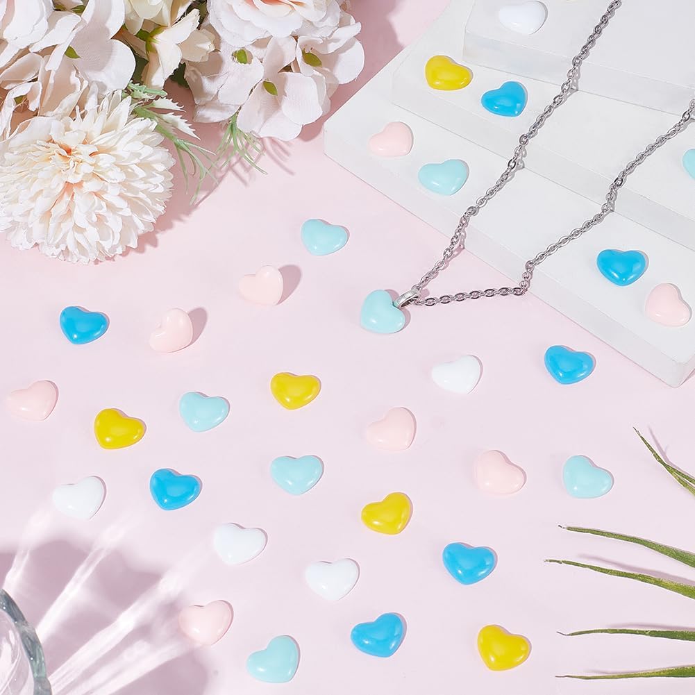 120Pcs Resin Heart Embellishments Craft Flatback Charms Aesthetic Colorful Assorted Opaque Small Flat Back Ornaments Cabochons for Scrapbooks Hair Clips Phone Cases DIY Decor Accessories image 4