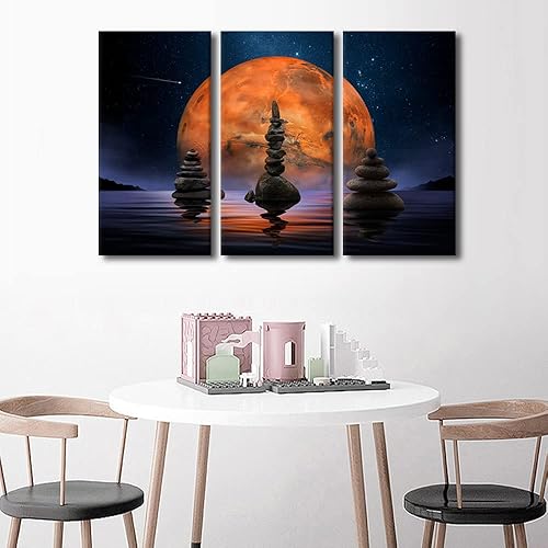 Vista 201 de TUMOVO Wall Art for Living Room Buddha Sculpture Flower Paintings Canvas Wall Art 3 Panel Wall Art Canvas Artwork Wall Decor Large Wall Decor Canvas