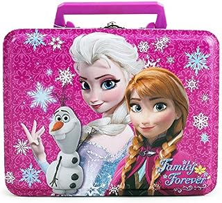 Disney Frozen Elsa, Anna and Olaf Deluxe Purple Tin Lunch Box 7" X