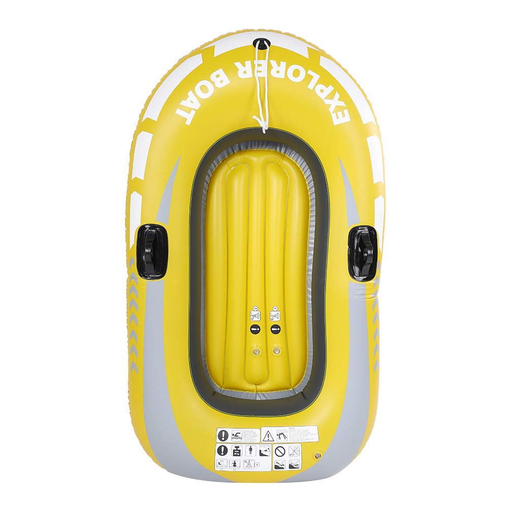 Qqmora Bateau Gonflable en PVC, Kayak de Pêche, canoë 1 Personne, Aviron à Air, Plongée à la Dérive, Jaune 59x39 Pouces, PVC Aviron à la Dérive, Plongée Jaune