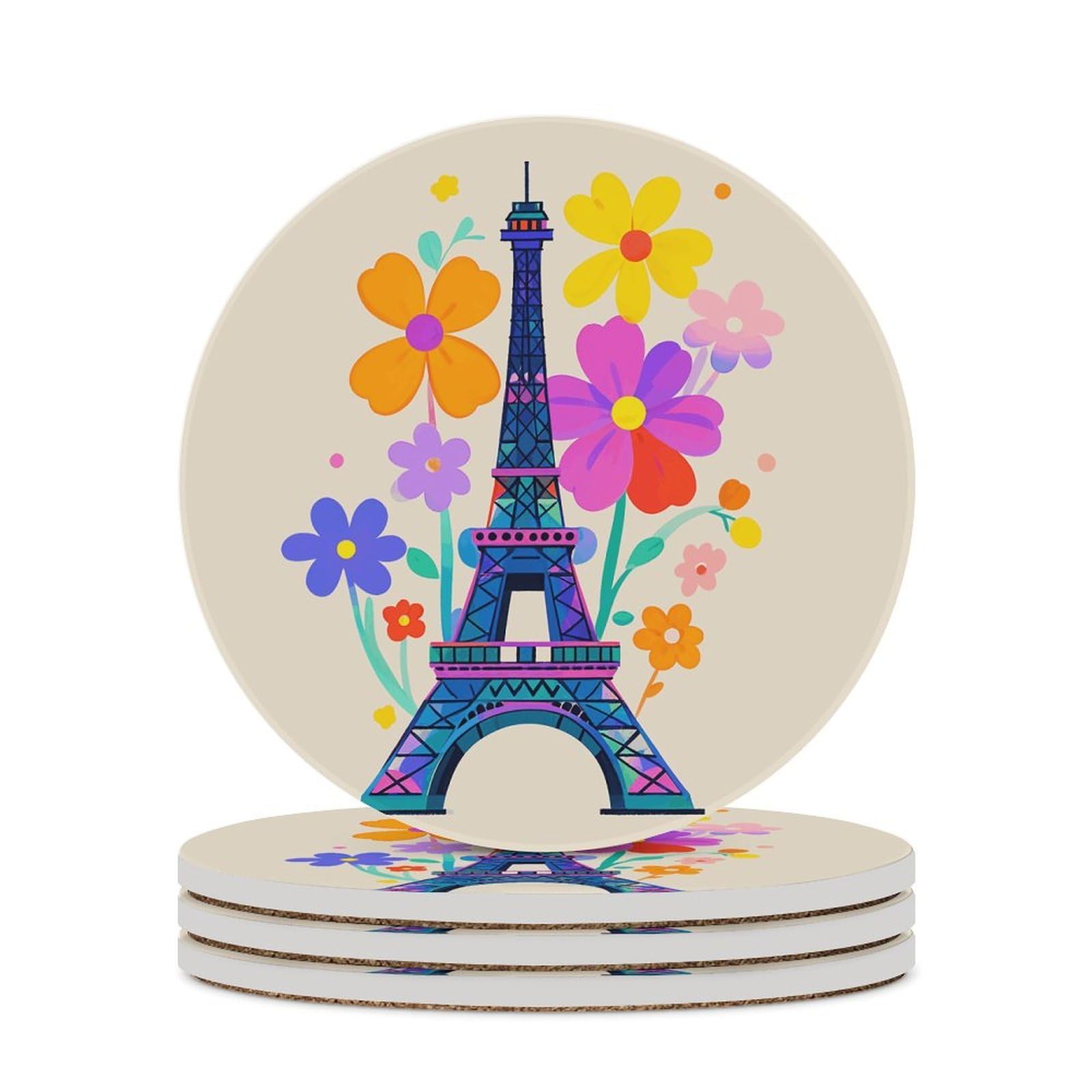 Dessous de verre absorbant en céramique table basse liège Eiffel
