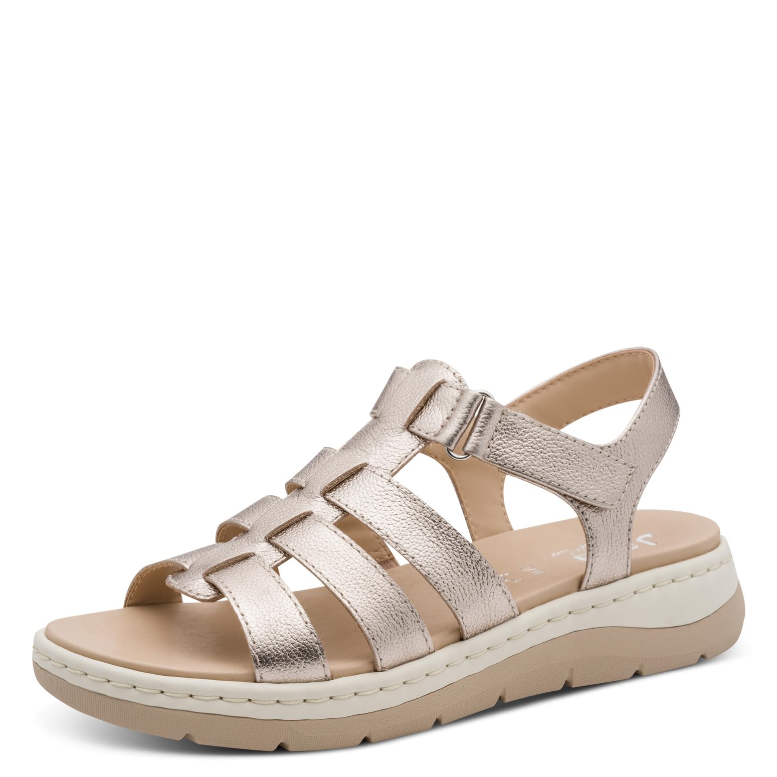 Jana Women's Softline Leather Wedge/Plat Sand 8-28710-46 Flat Sandals, Champagne, 38 EU