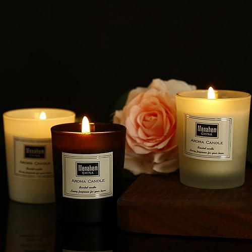 Miniatura 4 de Vela perfumada Merlot de cereza negra, juego de velas de regalo de aroma floral de 5.29 oz, cera de soja hecha a mano en tarro de vidrio 12 horas,