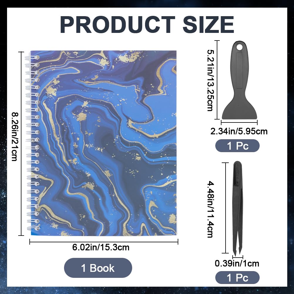 CRASPIRE Reusable Sticker Book Sticker Midnight Blue Collecting Book Album A5 Size 32 Sheets Reusable Sticker Organizer Storage Book Sticker Book with Tweezer and Spatula - Image 2