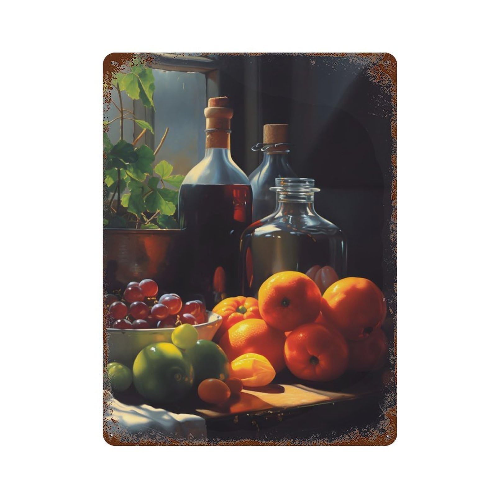 Vintage Kitchen Vibes Rusty Metal Tin Sign 15.7"x11.8", Ideal for Farmhouse, Kitchen And Entryway Decor