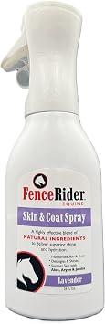 Fence Rider Skin & Coat Spray for Horses, Blend of Premium Natural Ingredients to Soothe Skin and Shine Coat, 24 oz Ready to Use Lavender