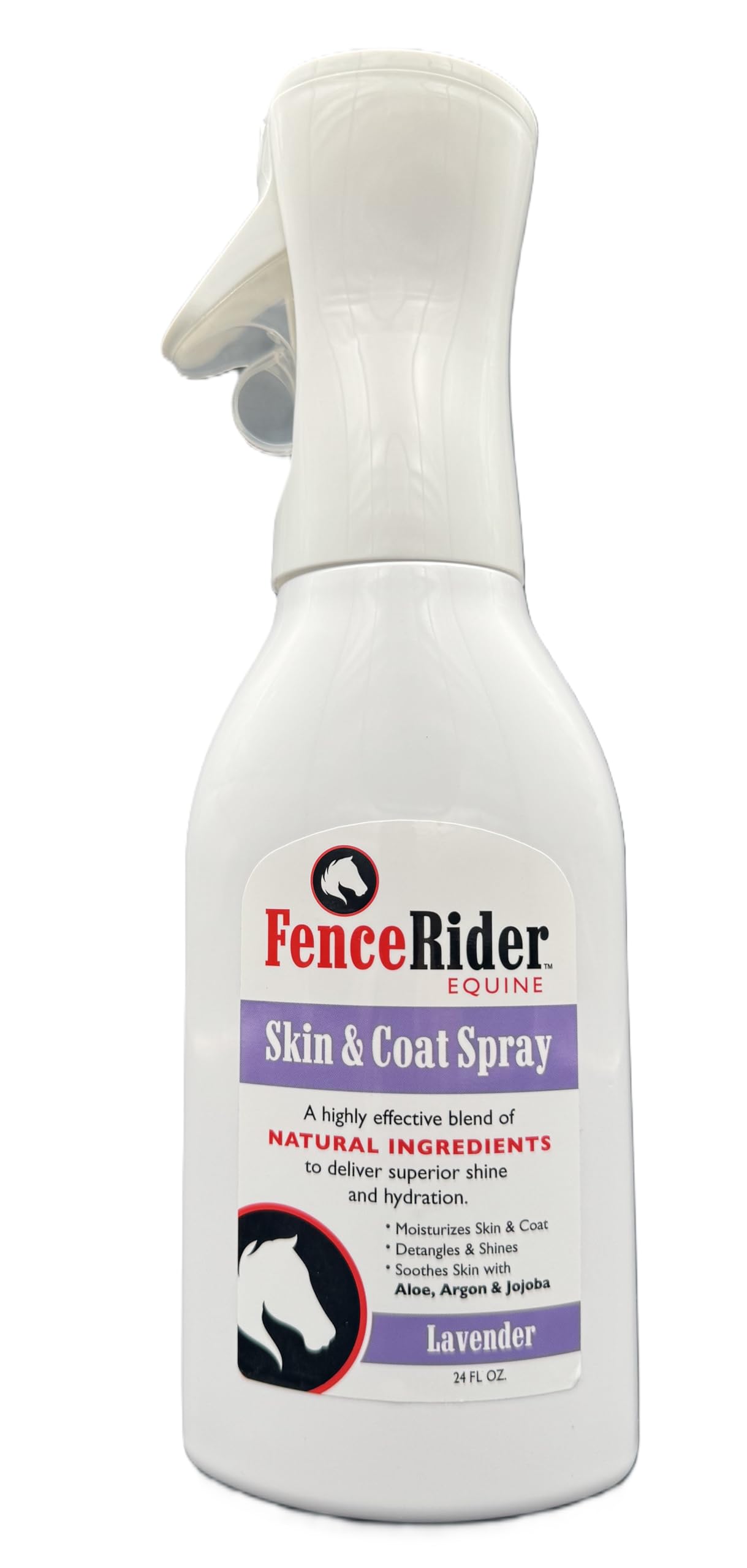 Fence Rider Skin & Coat Spray for Horses, Blend of Premium Natural Ingredients to Soothe Skin and Shine Coat, 24 oz Ready to Use (Lavender)