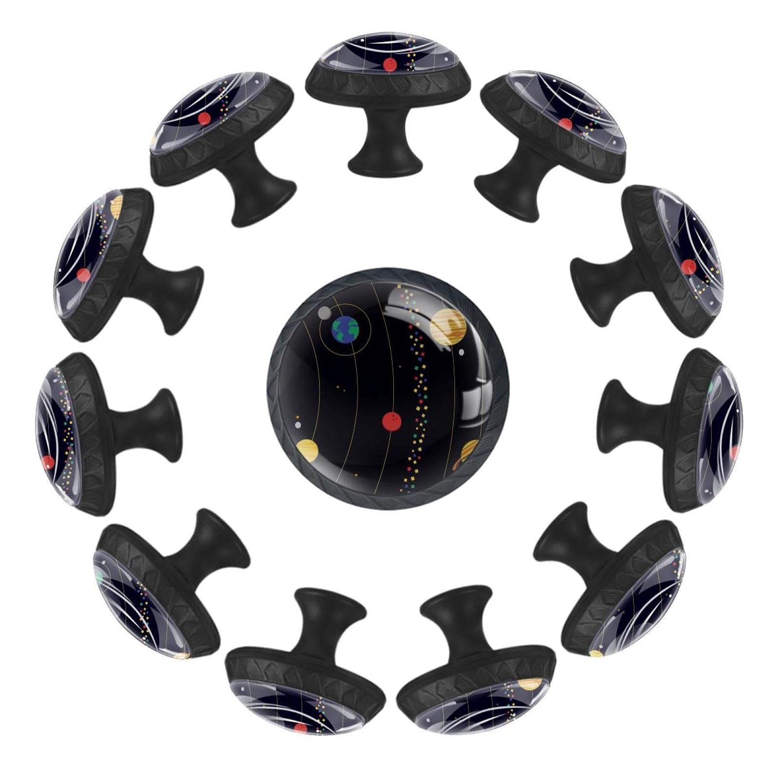Boutons de tiroir ronds système solaire 35mm lot de 12 pour commode enfant