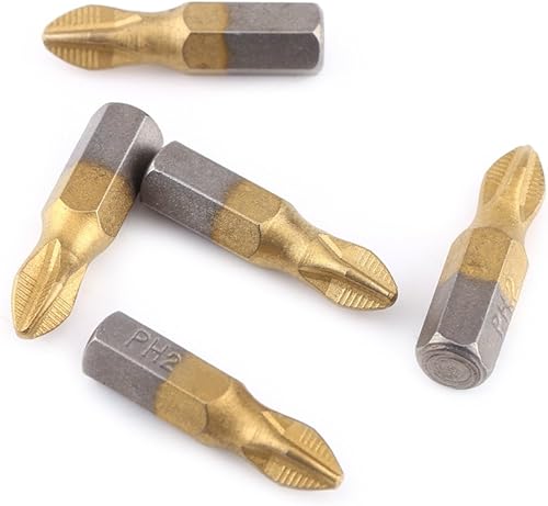 Miniatura 6 de Juego de 10 puntas de destornillador con revestimiento PH2 Phillips, vástago hexagonal de 0.984 in de longitud PH2 antideslizante magnético