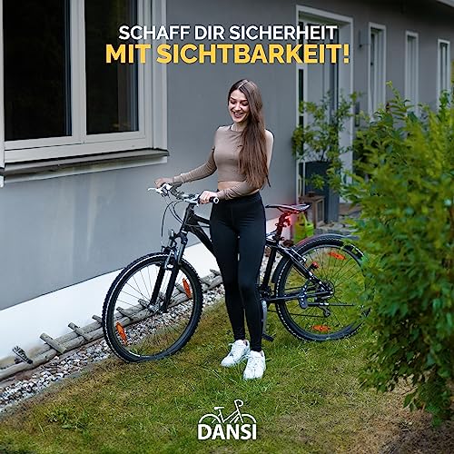 DANSI Fahrradleuchten-Set StVZO I LED-Fahrradlicht I Rad-Licht hell vorne + hinten I umschaltbar 15-100 Lux I Rücklicht & Frontleuchte I Regenfest I Fahrradlampe I bike light