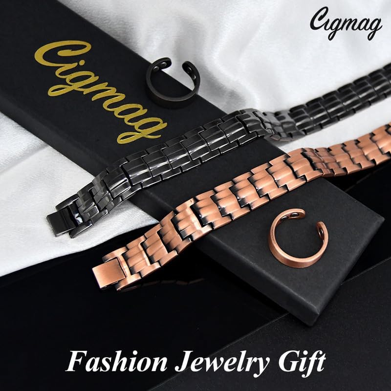 Copper Bracelet for Men Double Row Ultra Strength Magnets 99.99% Pure Copper Magnetic Bracelet & Ring with Adjustable Sizing Tool - Image 6